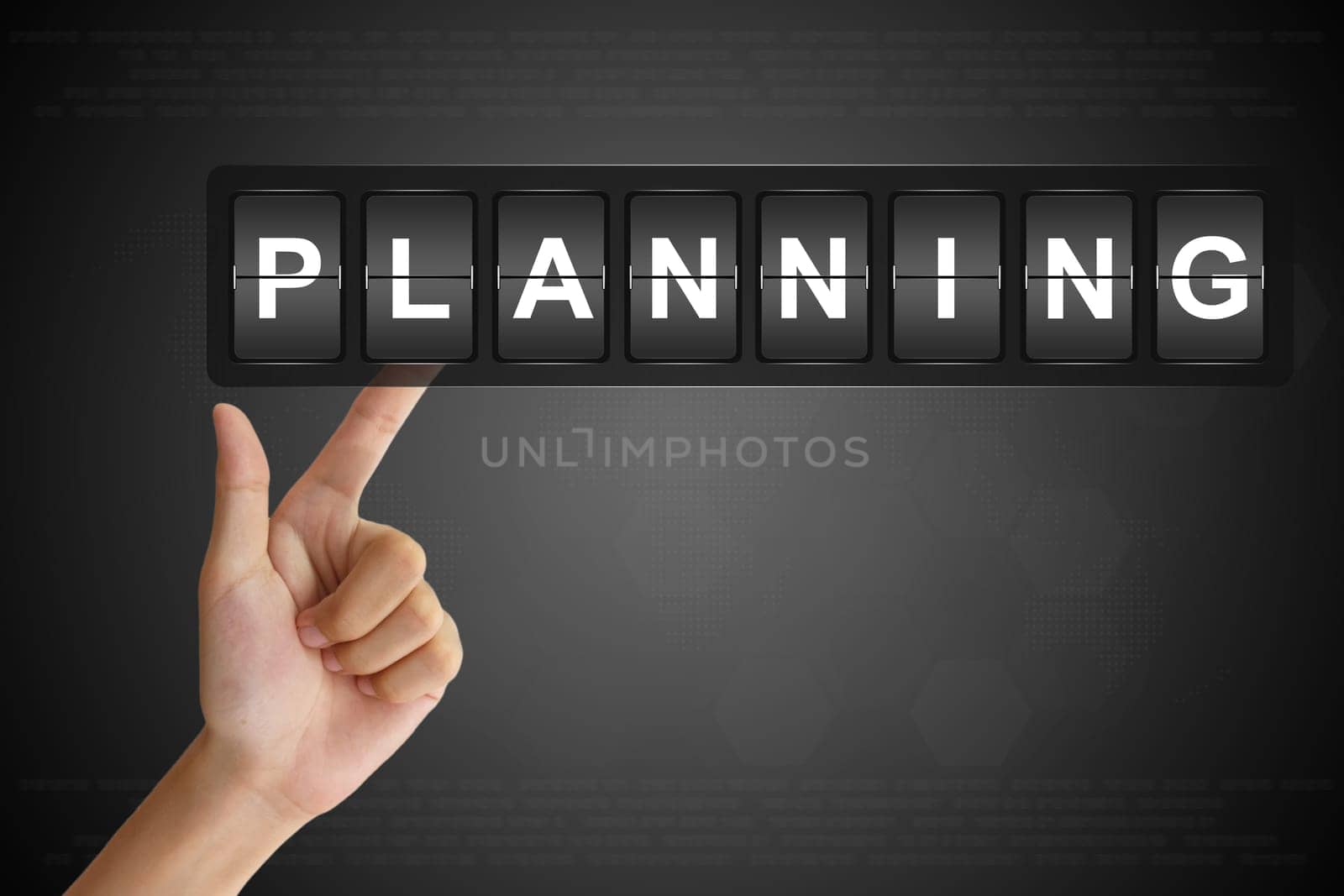 hand clicking planning on Flip Board Display