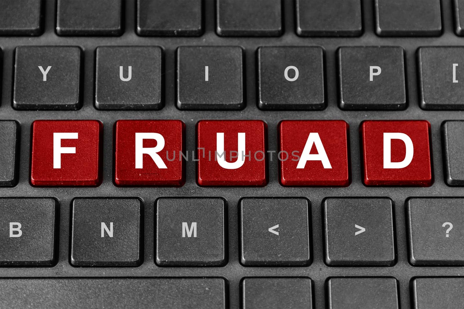 fraud red word on keyboard, Criminal Word Concept