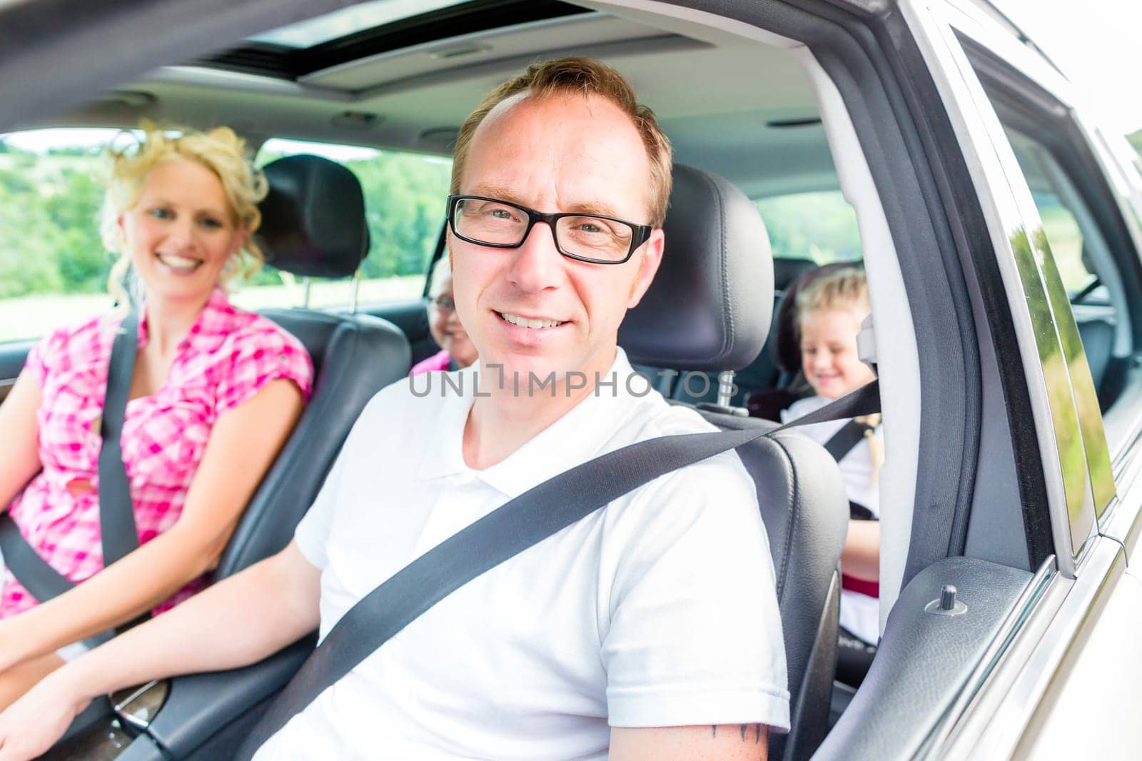 Father goes on holiday by car family or makes excursion