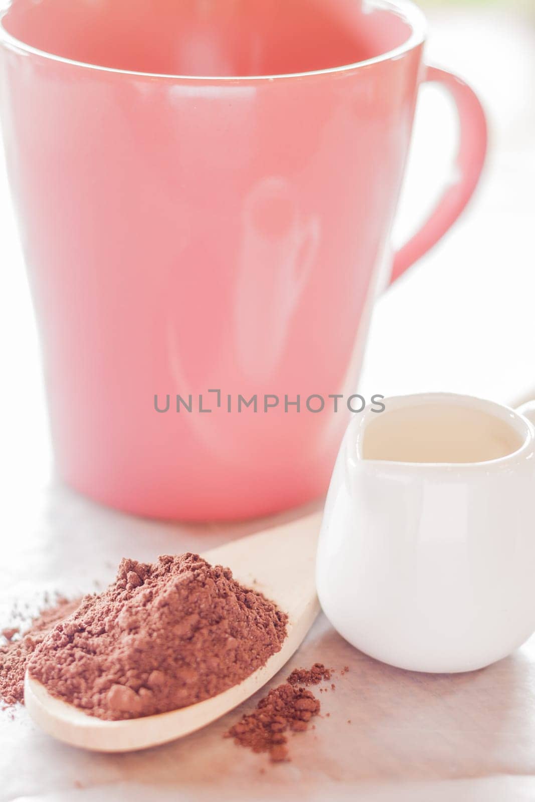 Set of making hot chocolate drink, stock photo