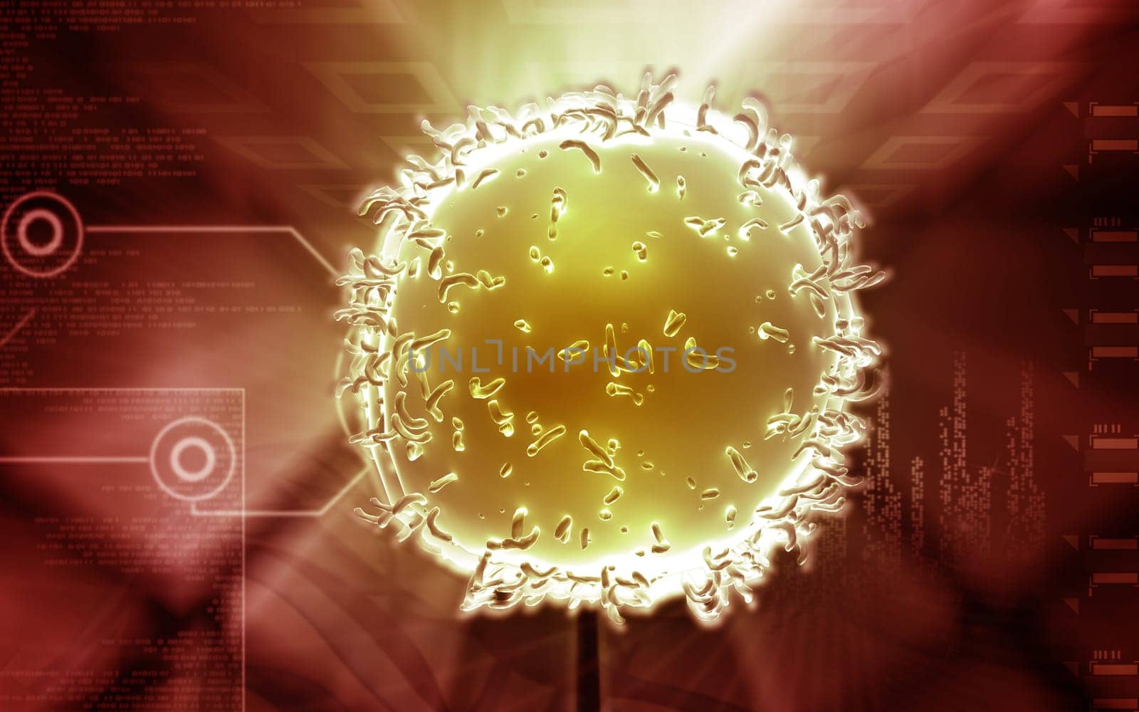 Digital illustration of Monocyte Virus in colour background
