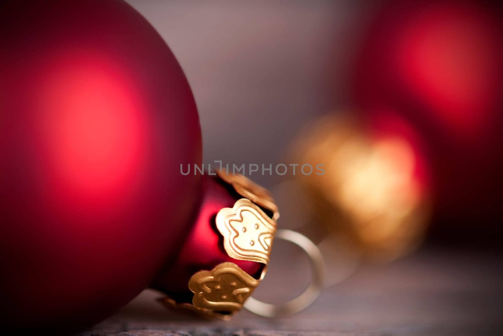 Christmas Ball Macro as Christmas or Winter Background with Copy Space