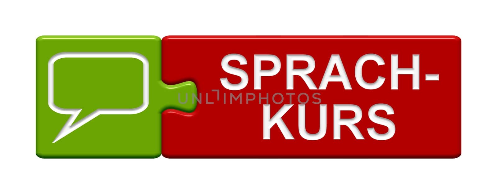 Puzzle button green red: language course