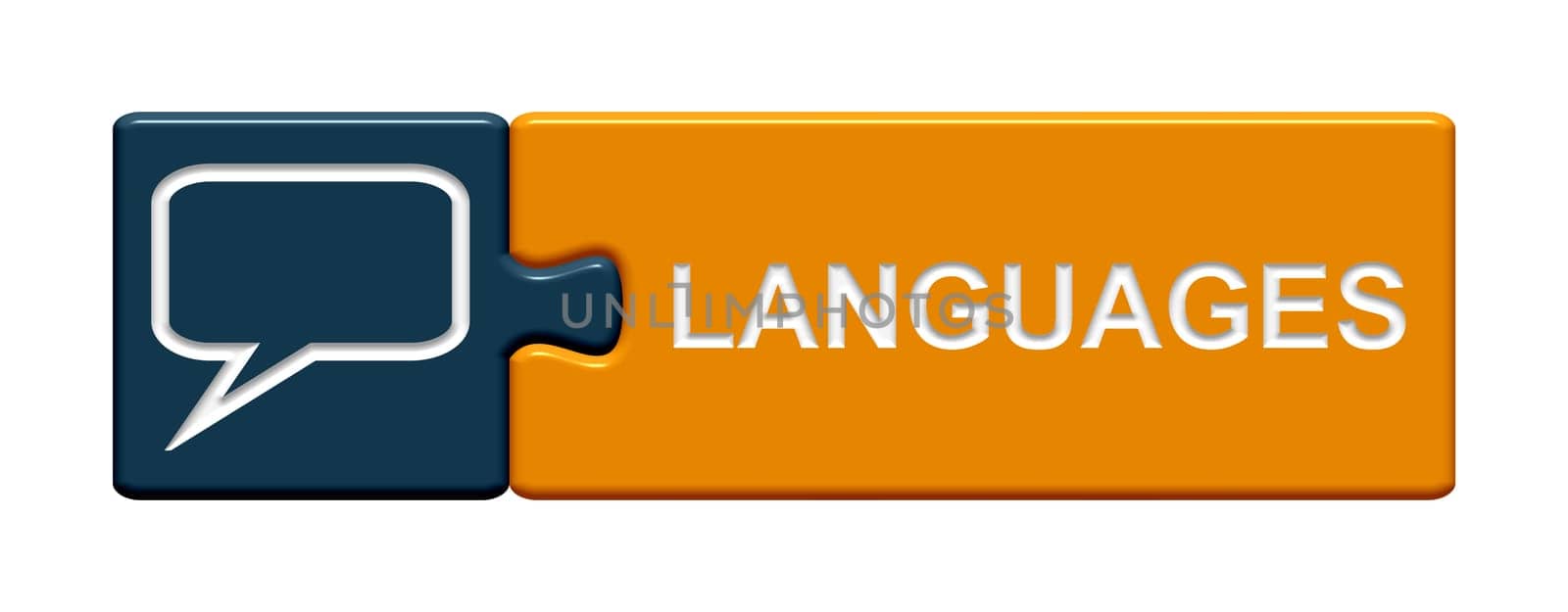 Puzzle button blue orange: languages