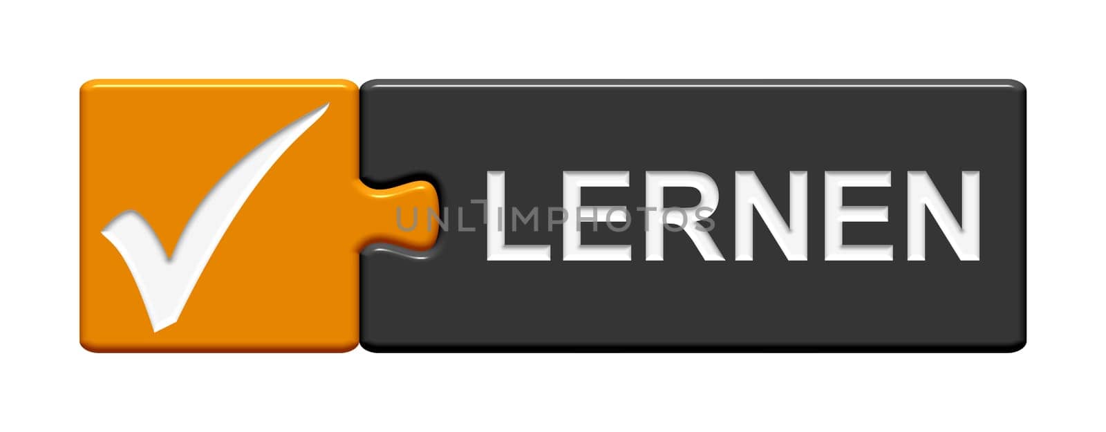 Puzzle button orange grey: Learn