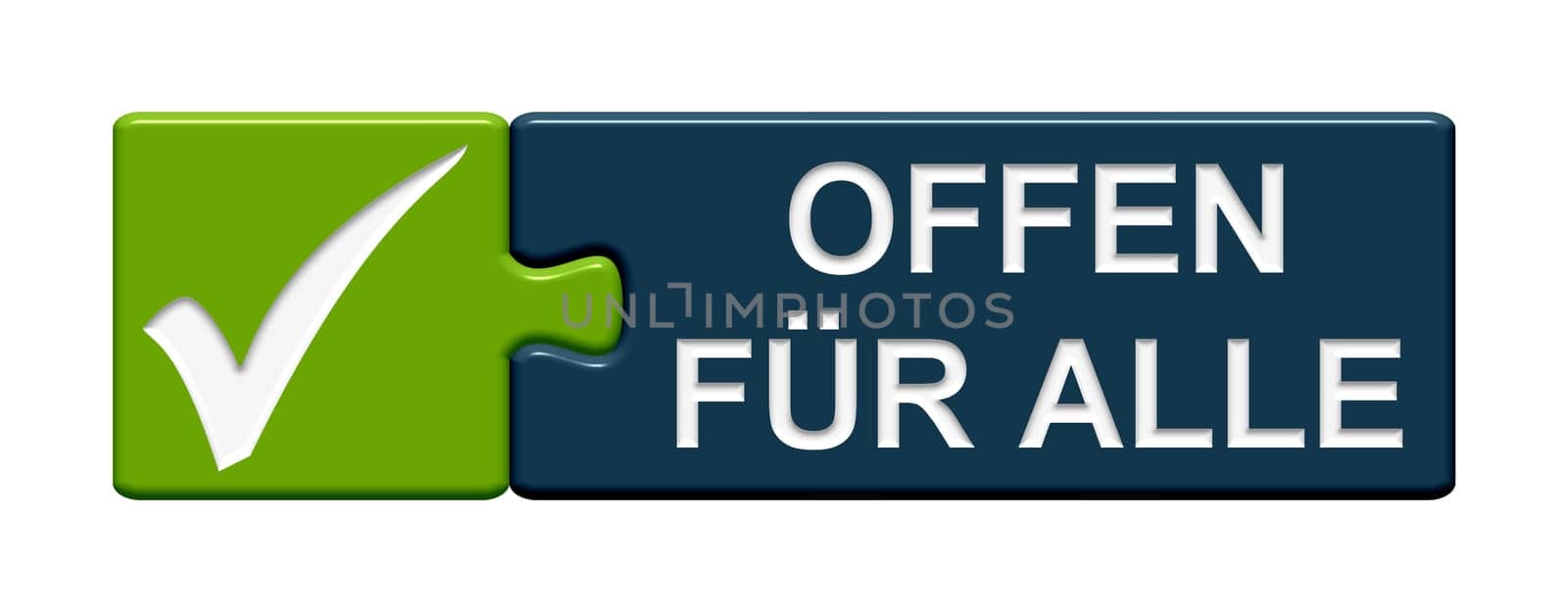 Puzzle button green blue: Open to all