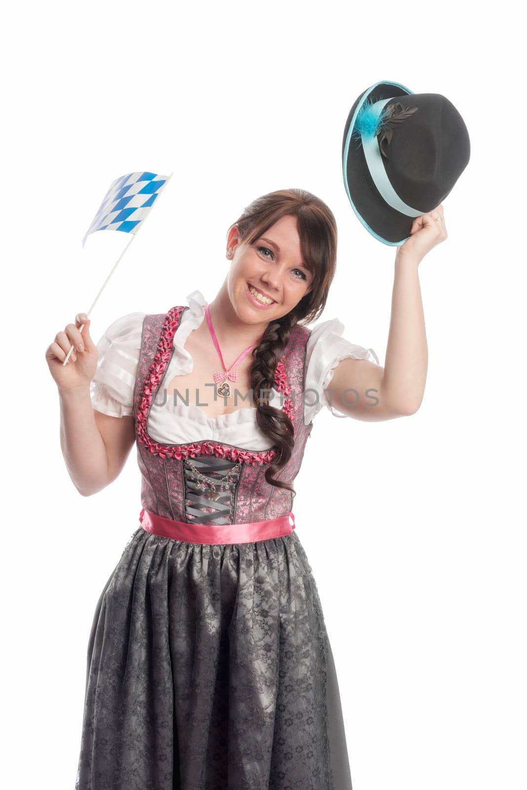 Brunette girl with flag