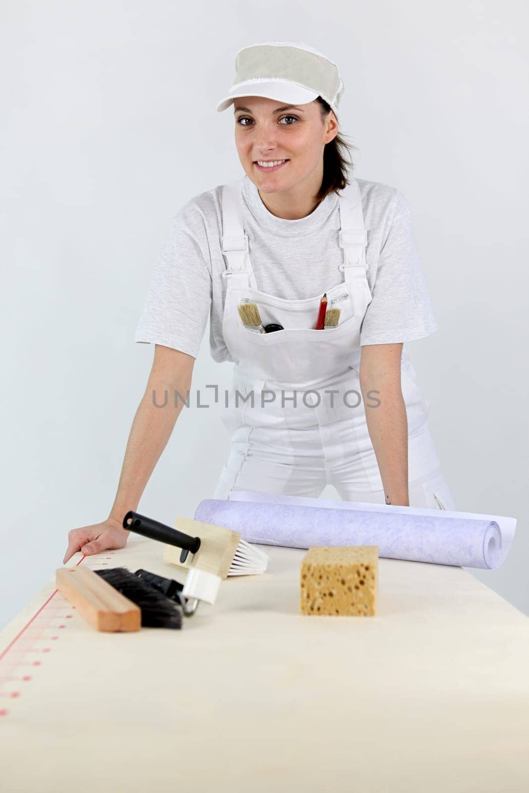 female painter posing