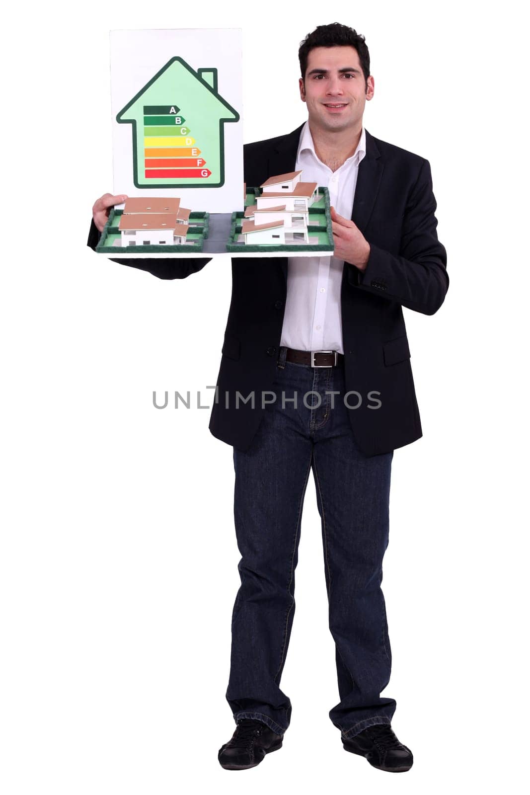 Architect presenting his model.