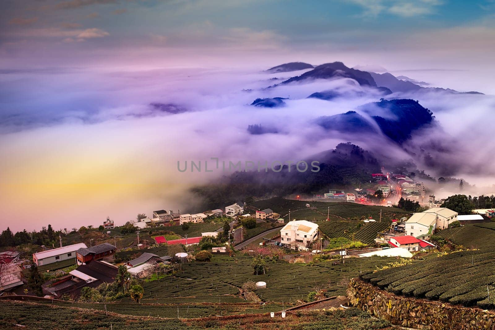 mountain landscape in winter by night for adv or others purpose use