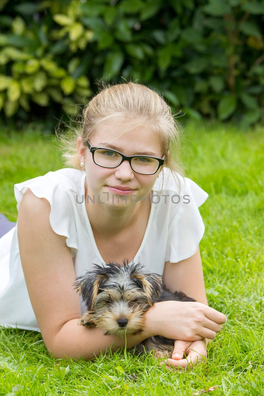 young girl and her dog