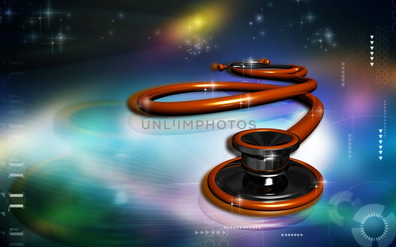 Digital illustration of stethoscope in colour background