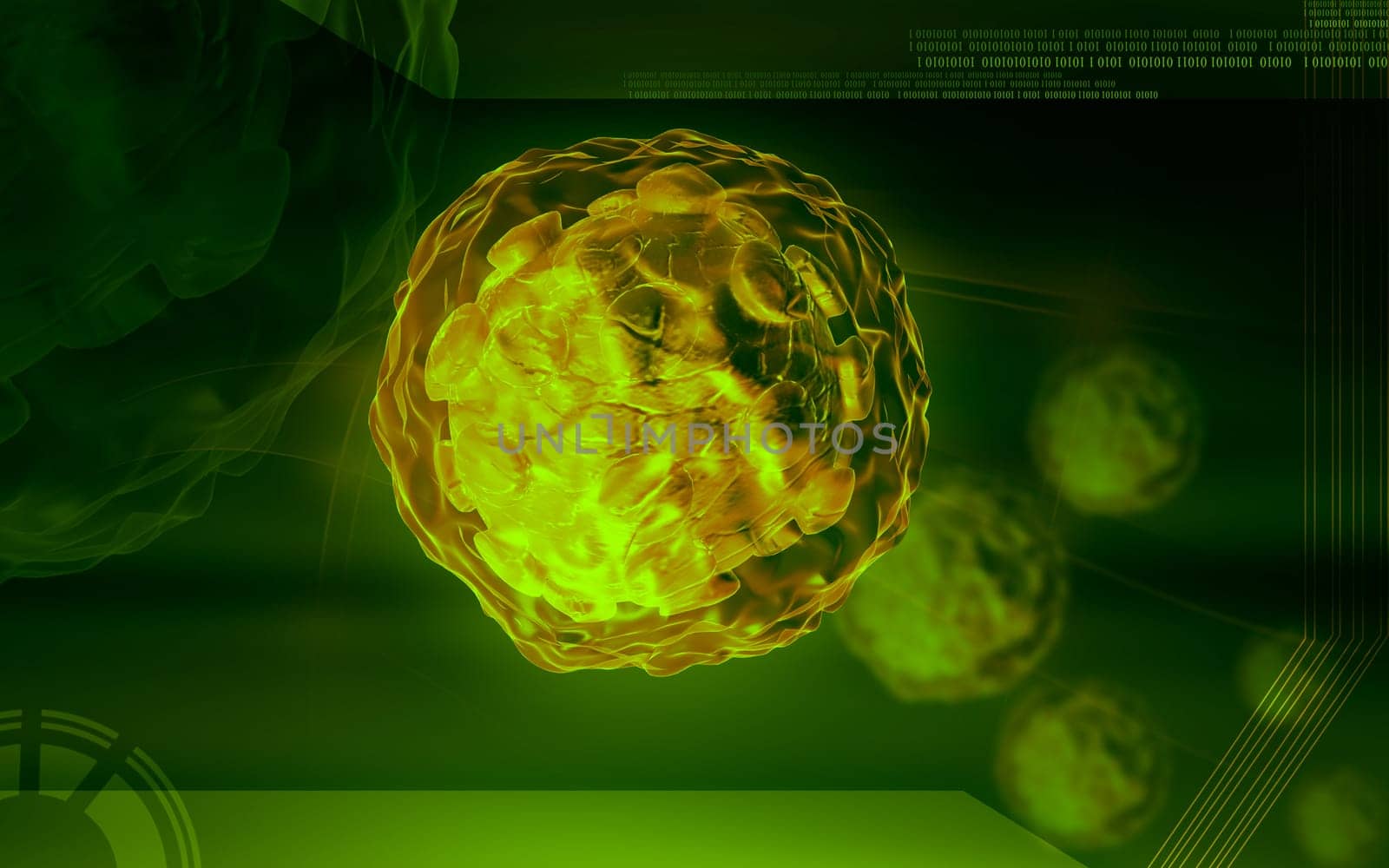 Digital illustration of Polio virus in colour background