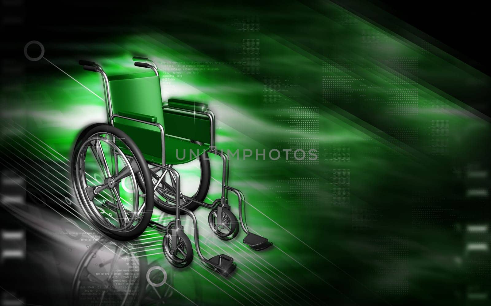Digital Illustration of wheel chair in colour background