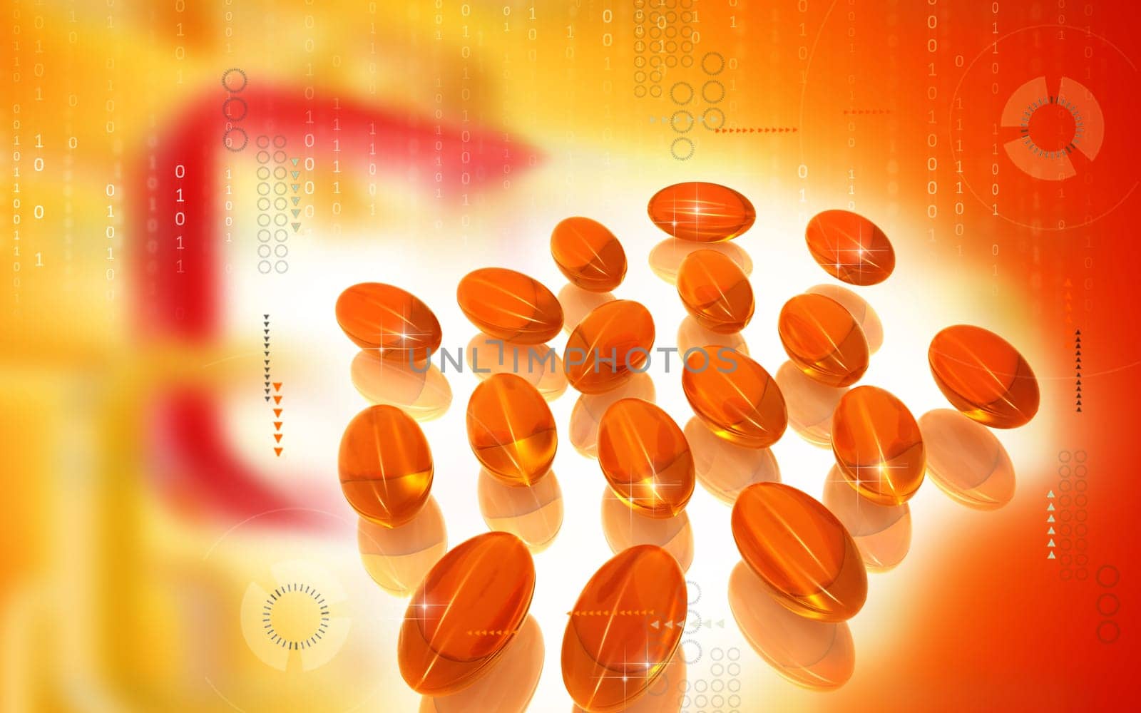 Digital illustration of Liver cod capsule in colour background