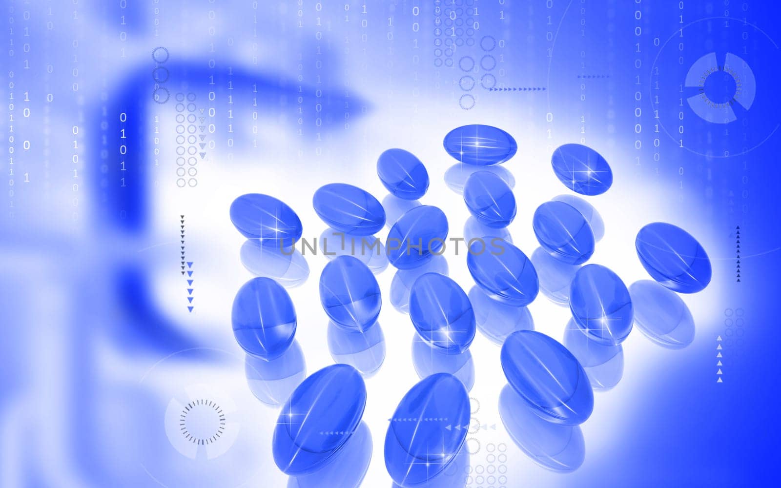 Digital illustration of Liver cod capsule in colour background