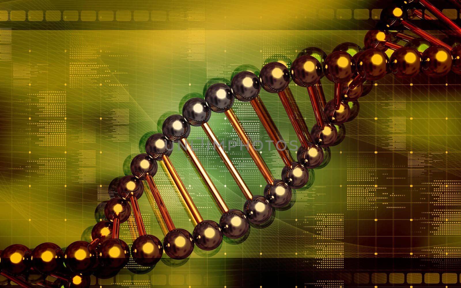 Digital illustration DNA structure in colour background