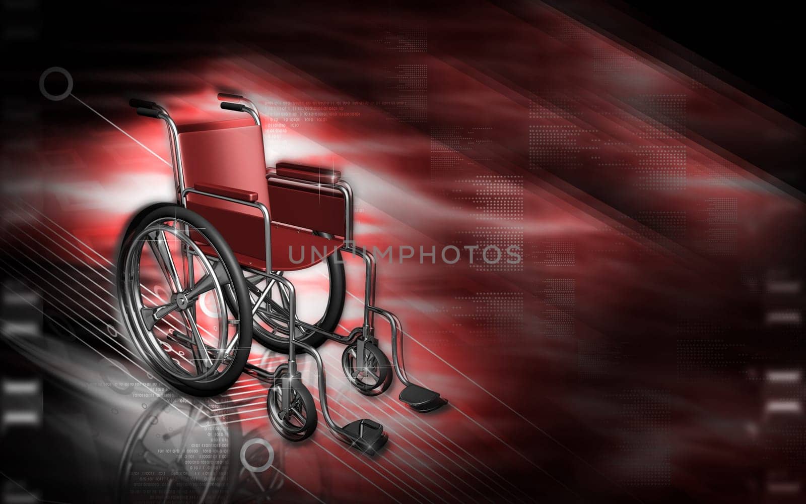 Digital Illustration of wheel chair in colour background