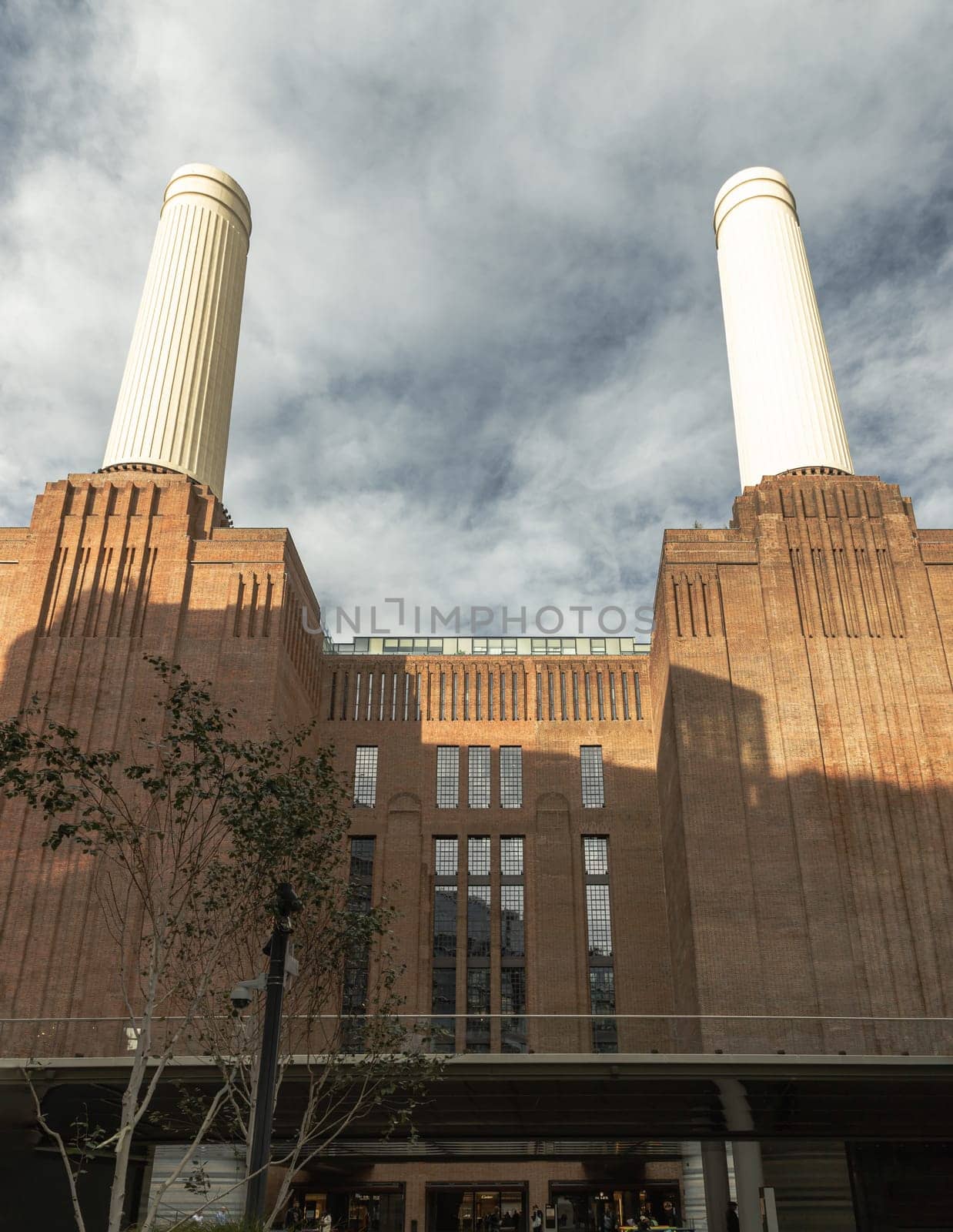 London, UK - Oct 13, 2023 - New Battersea Power Station operating as a shopping mall and leisure destination. The iconic London landmark building, Space for text, Selective focus.
