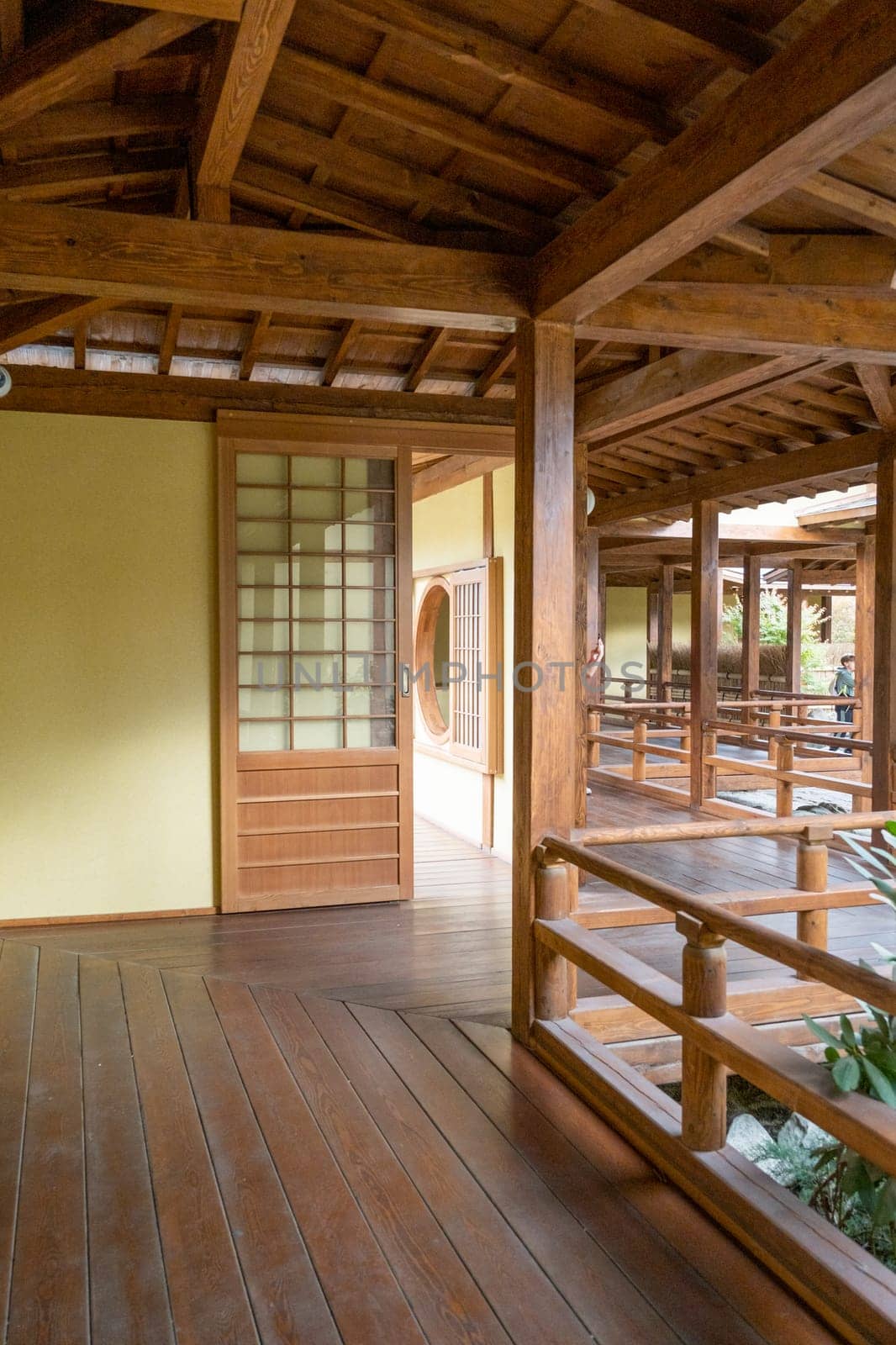 closeup of traditional wooden Japanese house outdoors