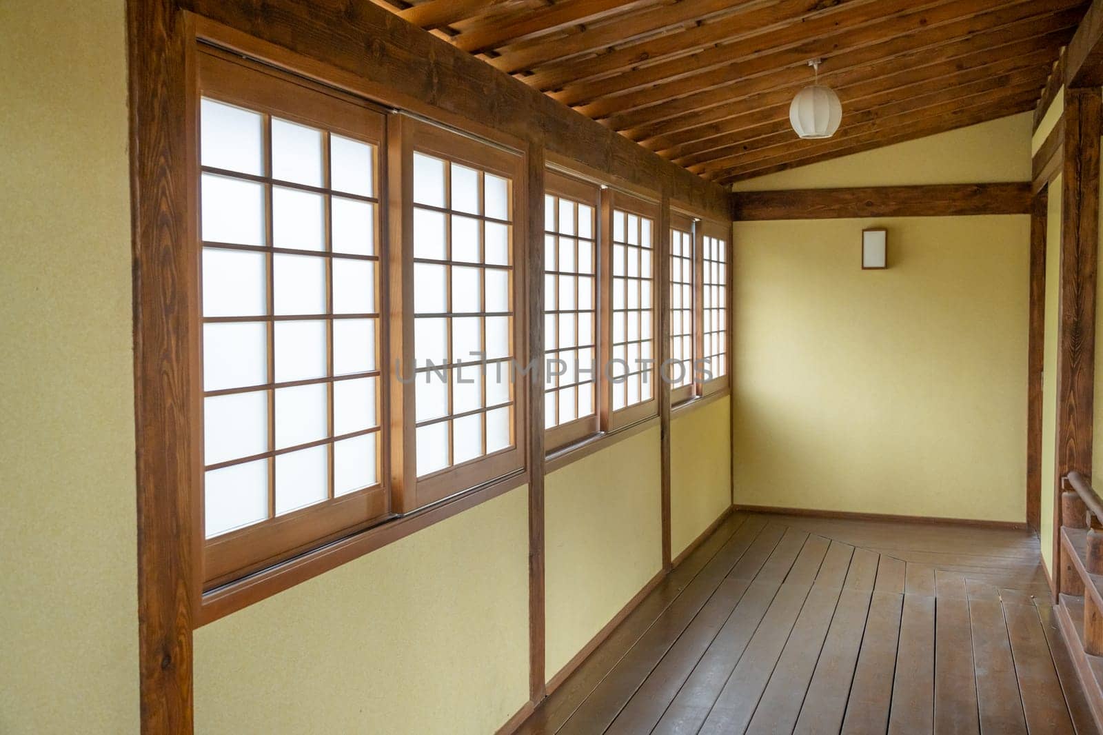 closeup of traditional wooden Japanese house outdoors
