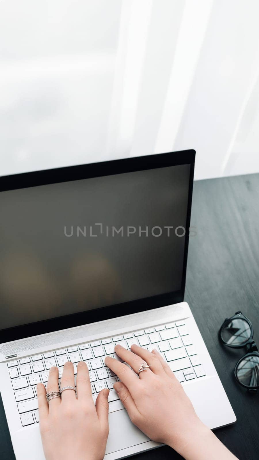 Versatile Work Environment. Woman's Hands Typing on Computer Keyboard in Office Panoramic Banner, Embracing Online Learning, Internet Marketing, and Freelance from Home.