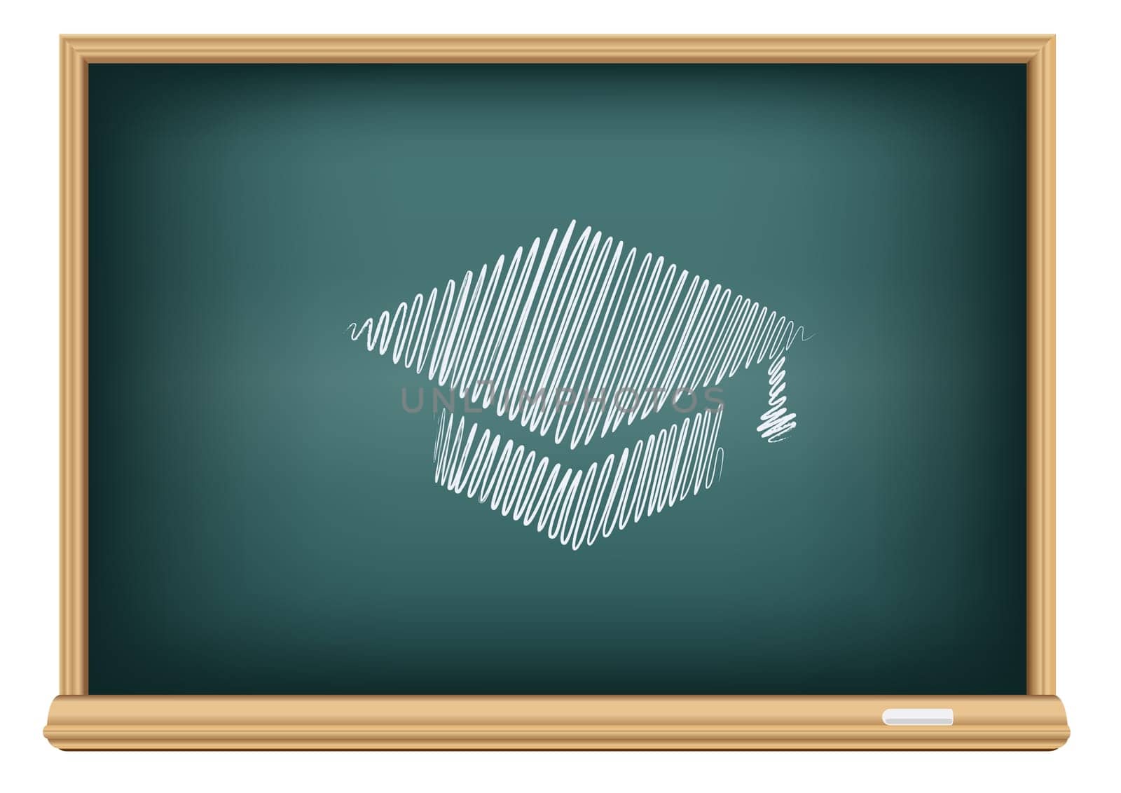 The school blackboard and chalk drawn academic hat