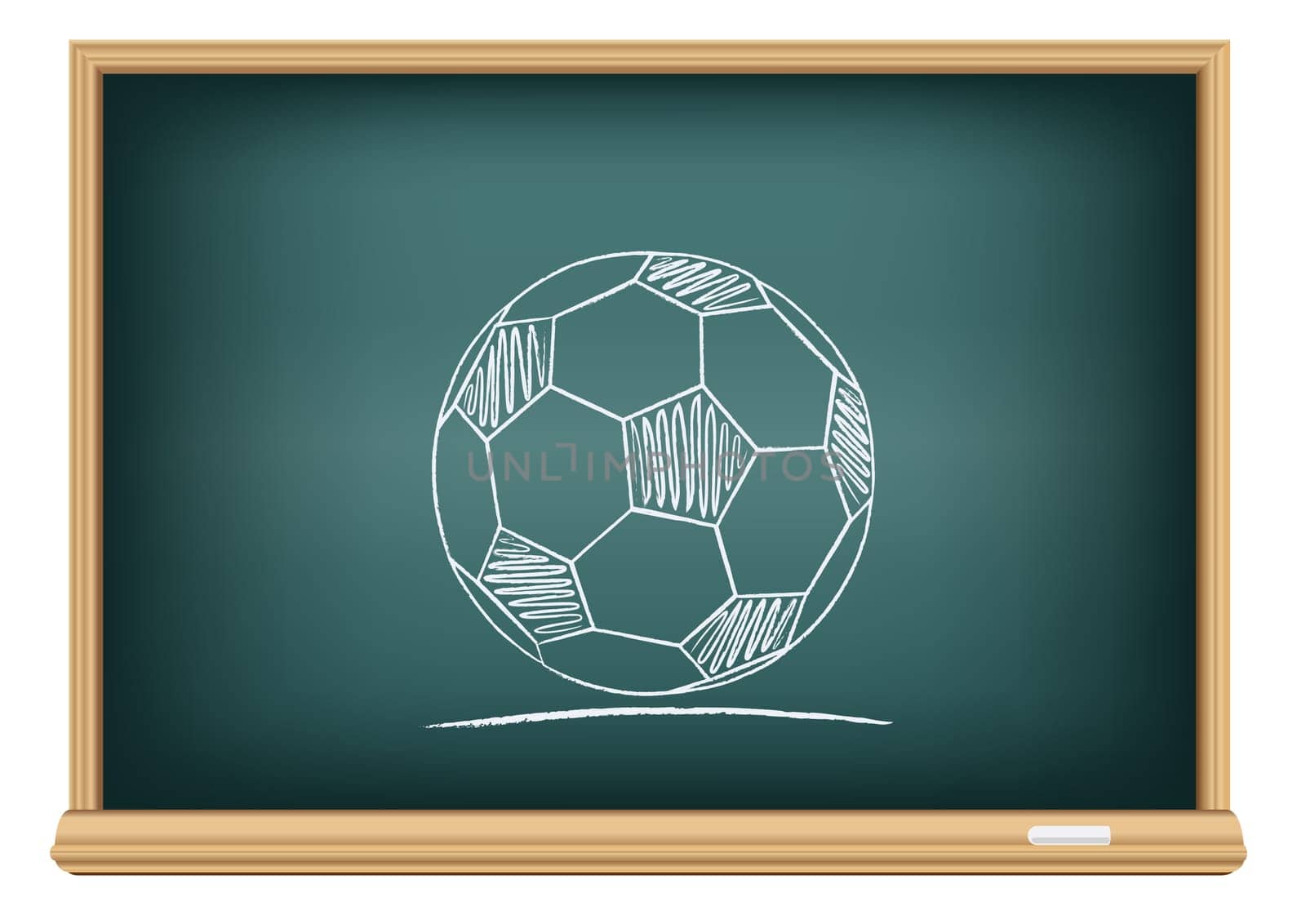 The school blackboard and chalk drawn sport ball