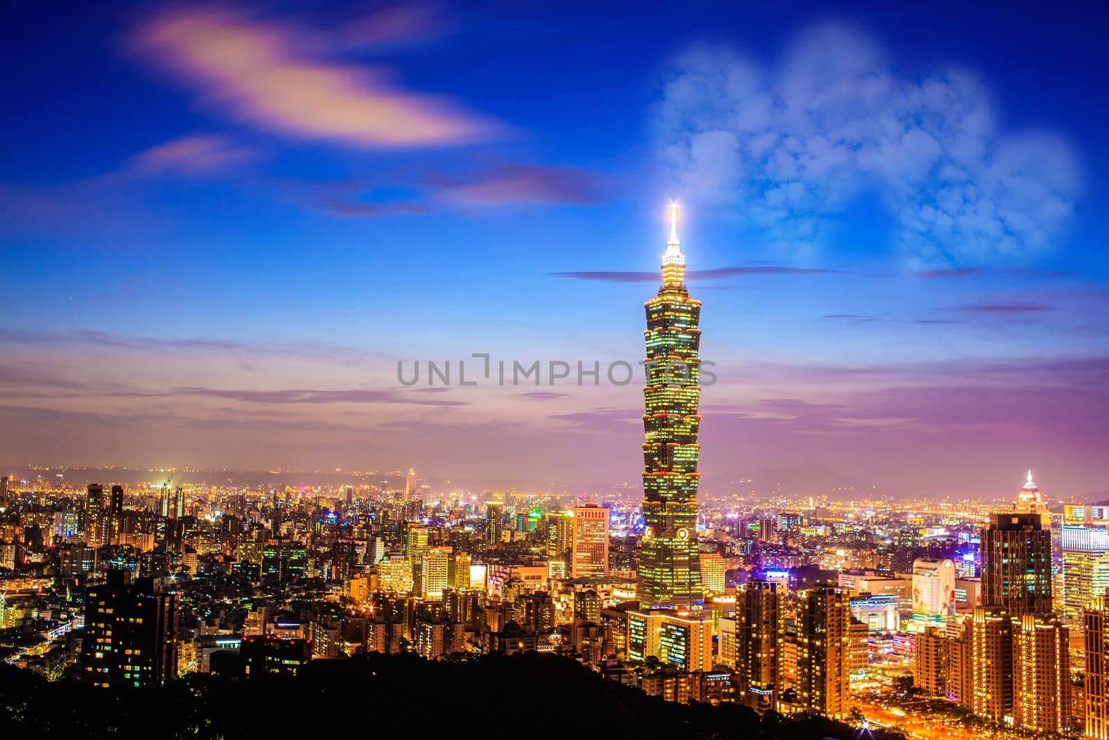 Taipei, Taiwan evening skyline for adv or others purpose use