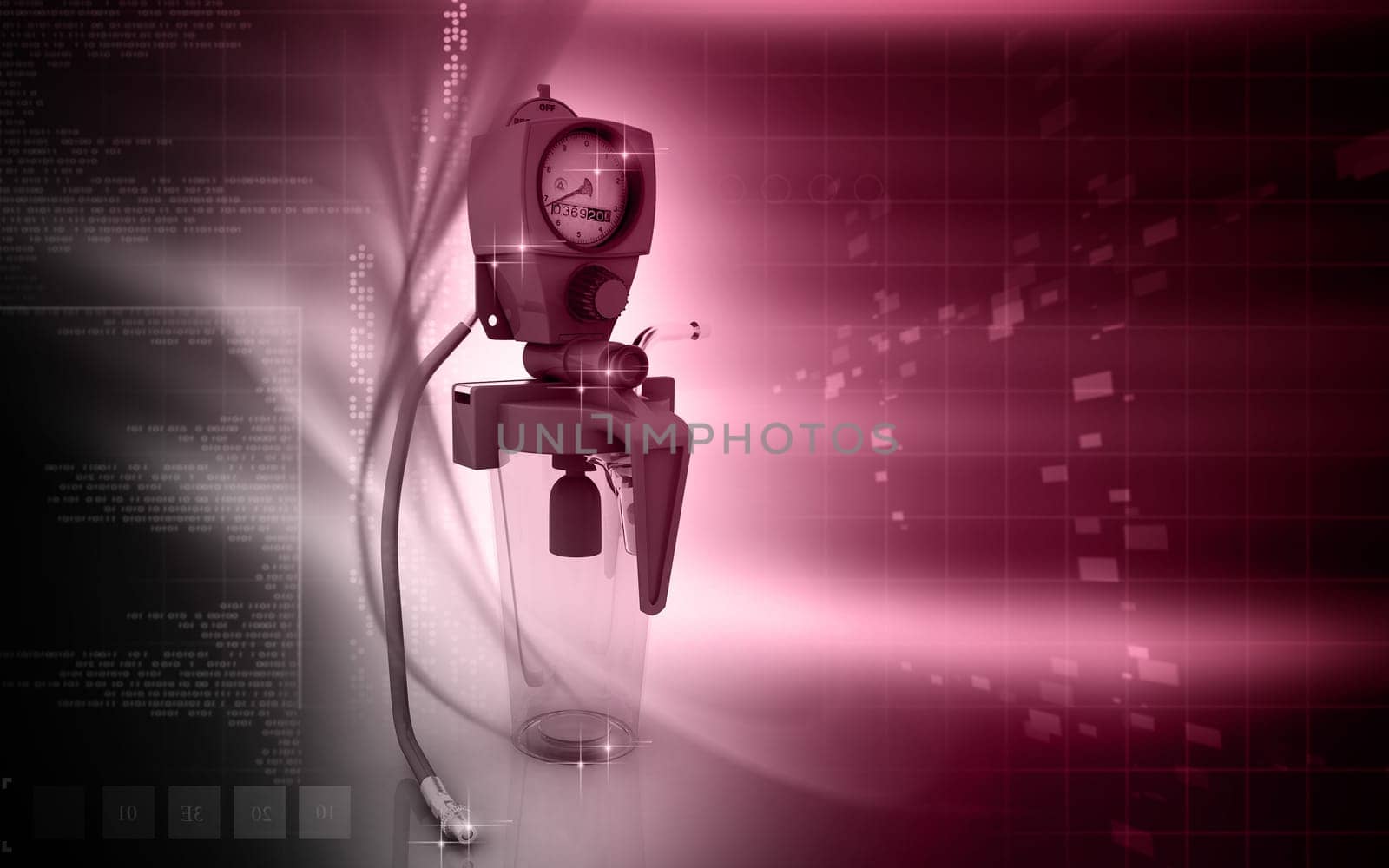 Digital illustration wall suction units in colour background