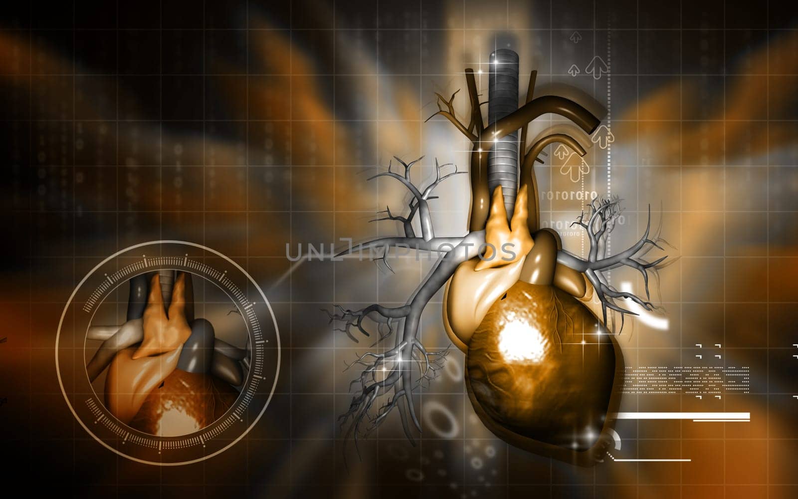 Digital illustration of heart in colour background