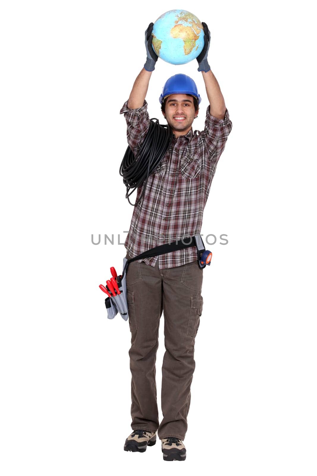 Man with globe