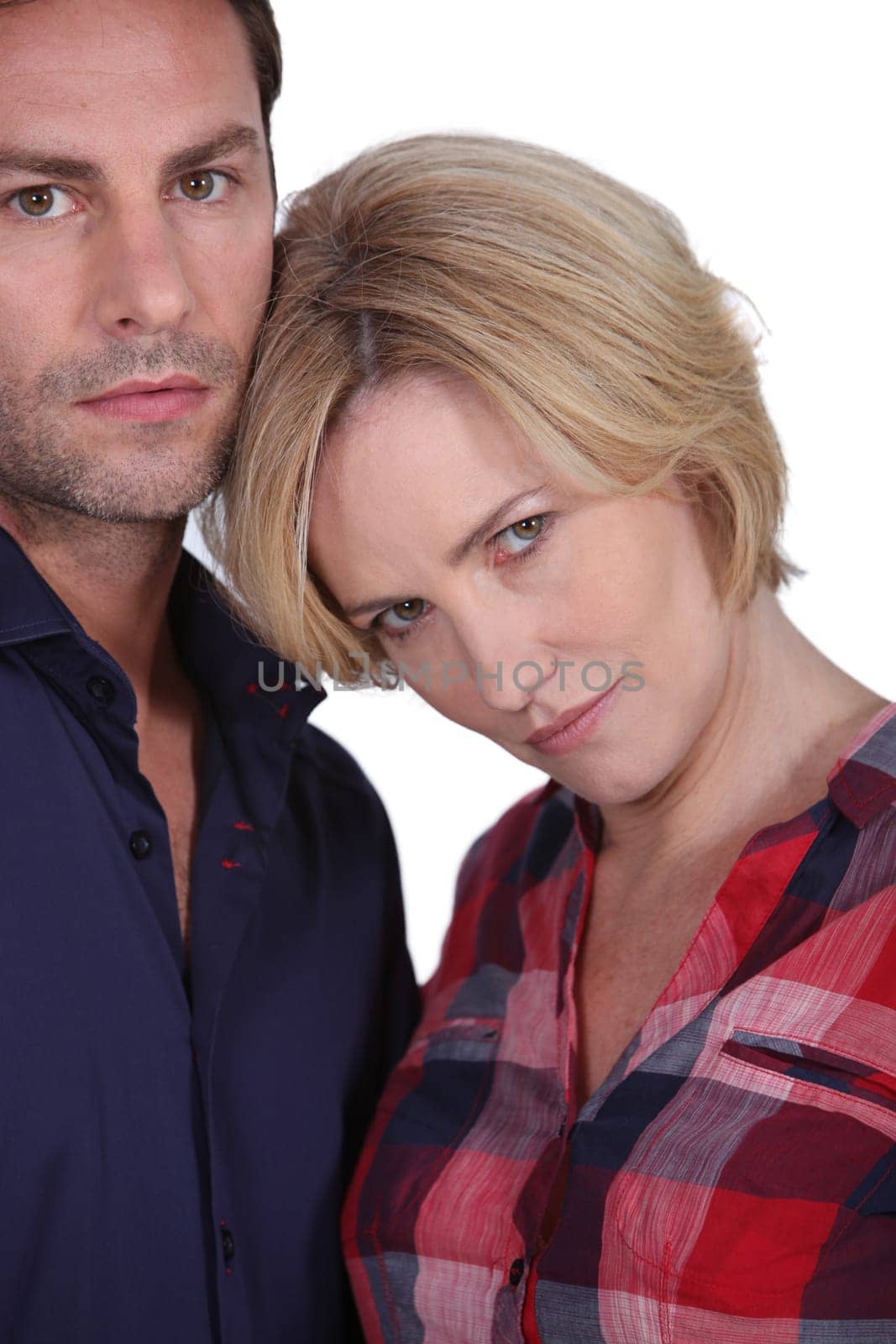 Couple looking angry