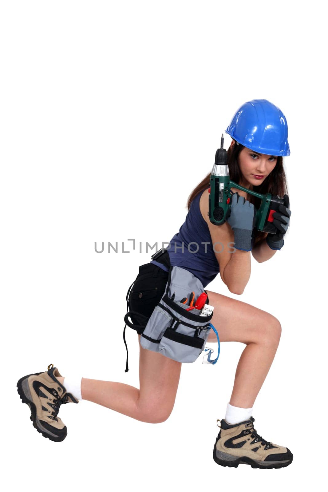 Woman with a power drill