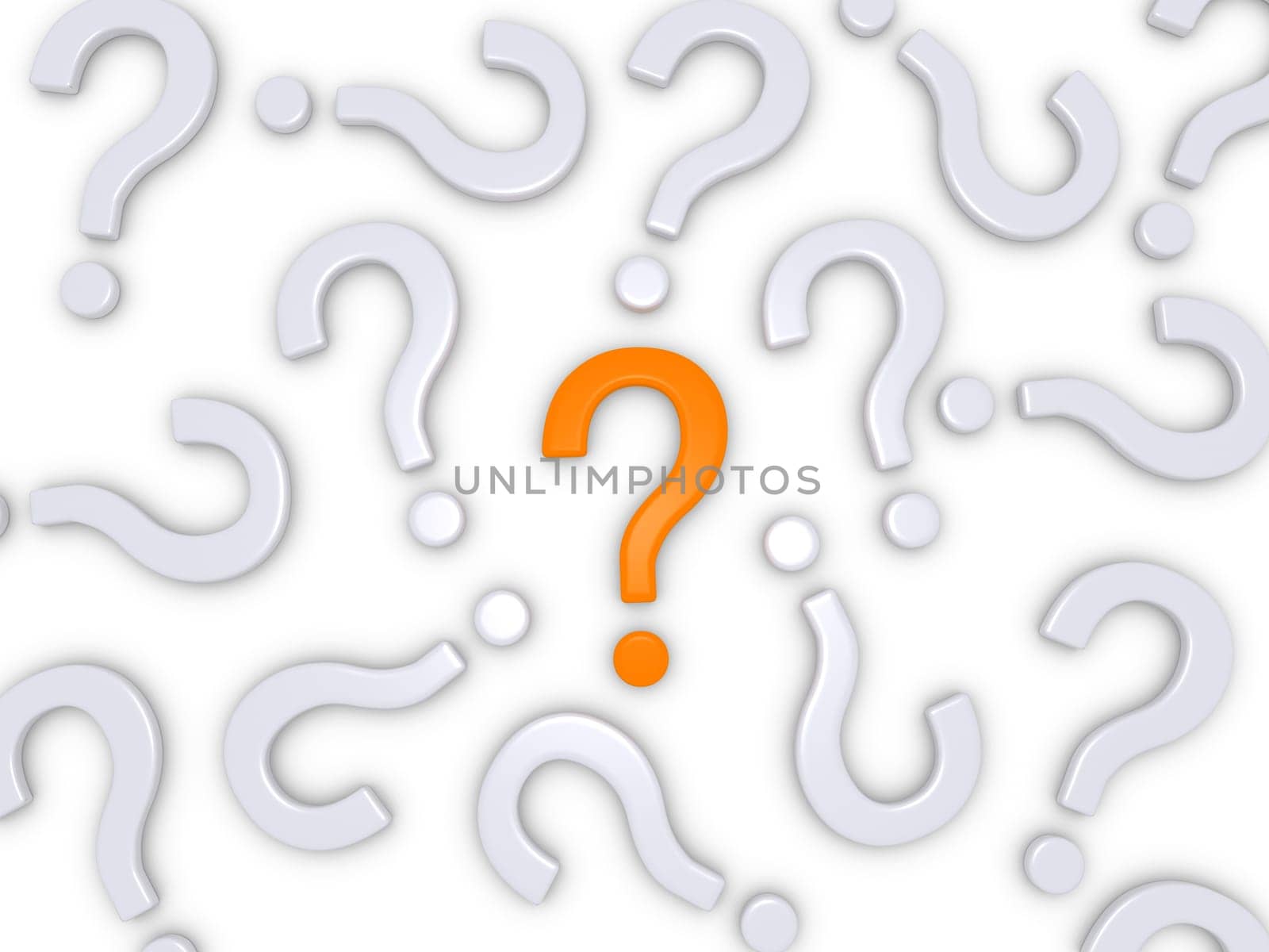 3d question marks on the ground but one is different