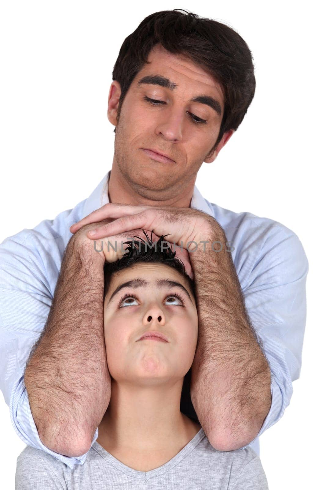 Father joking around with son