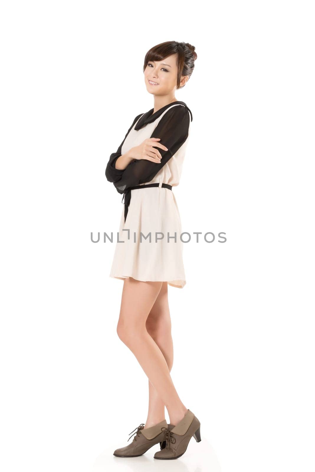 Asian beauty, full length portrait isolated on white background.