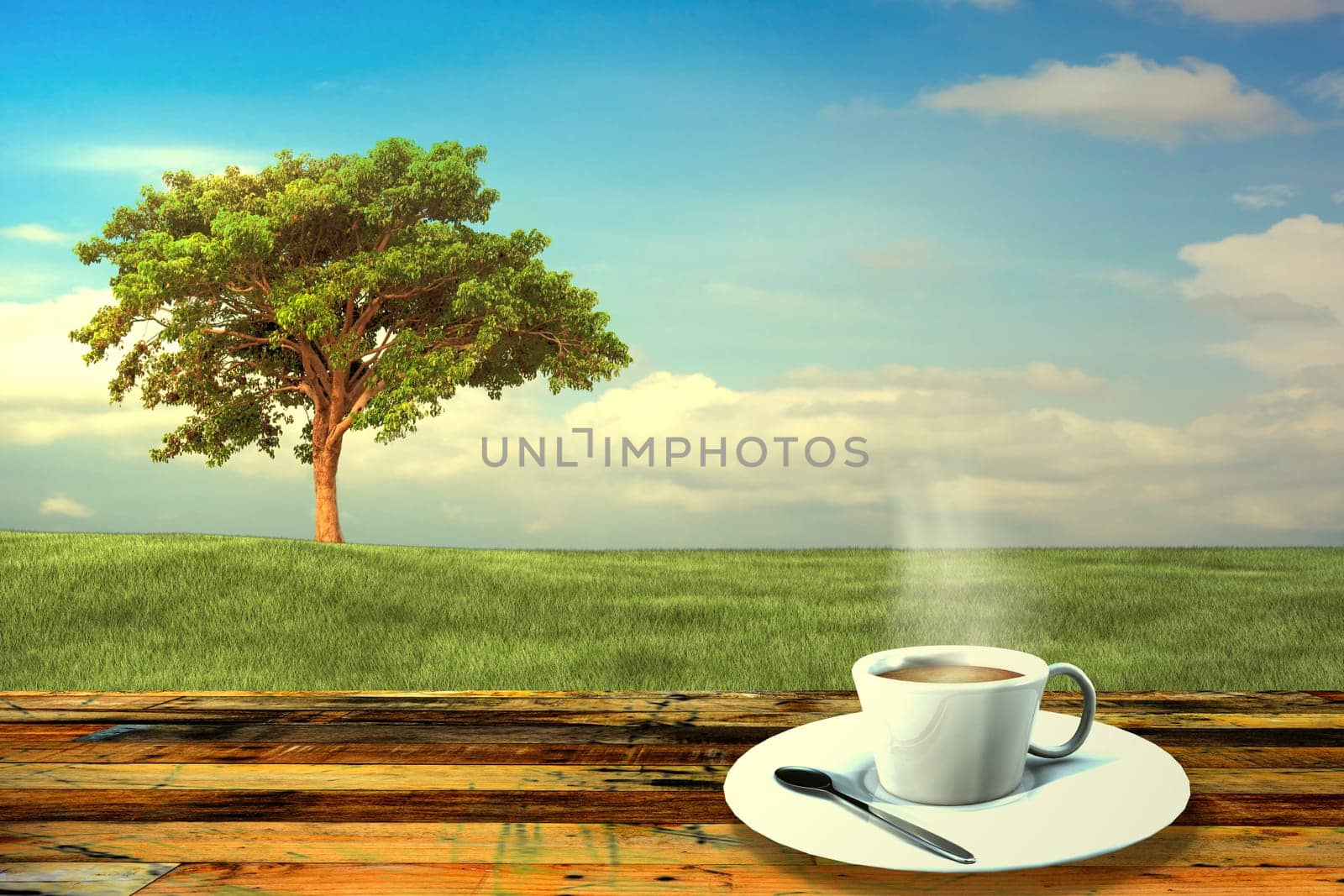 Vintage cup on wooden table for adv or others purpose use