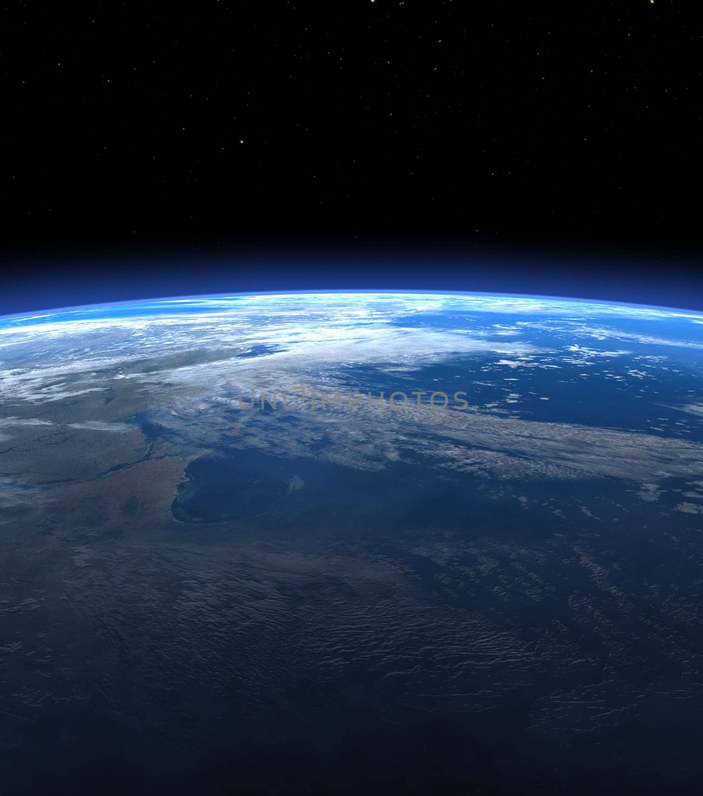 Planet earth horizon in space, elements of this image furnished by NASA- 3D render