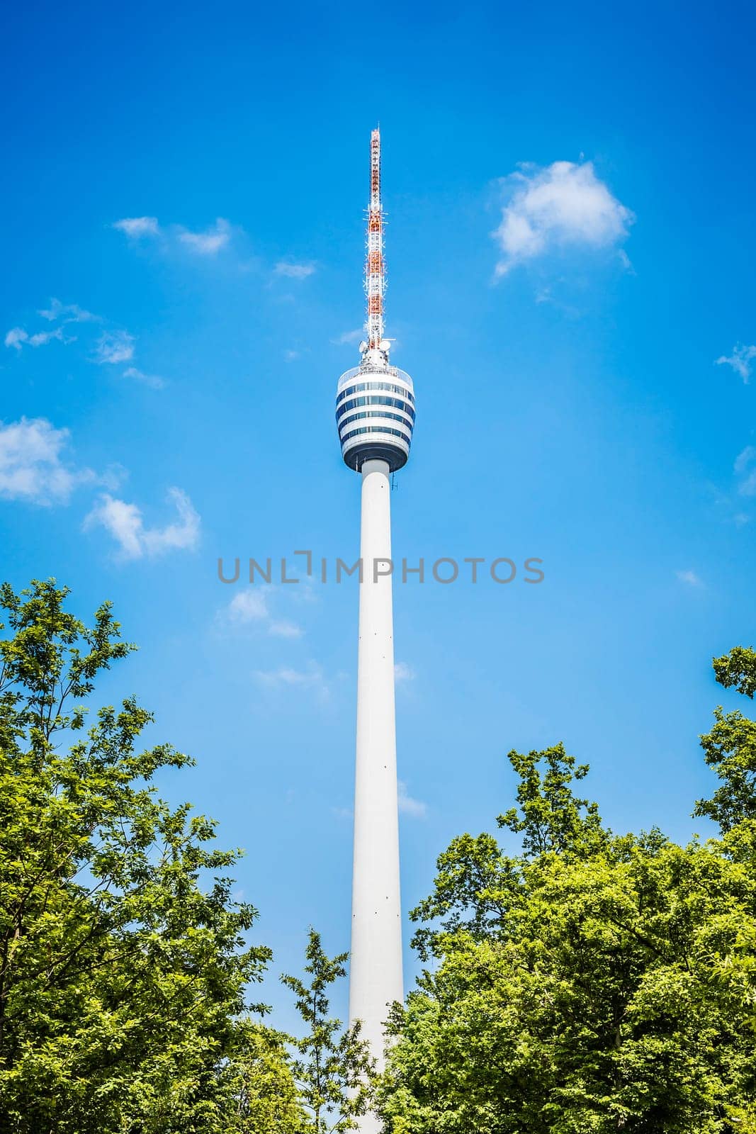 A photography of the first tv broadcasting tower of the world in Stuttgart Germany