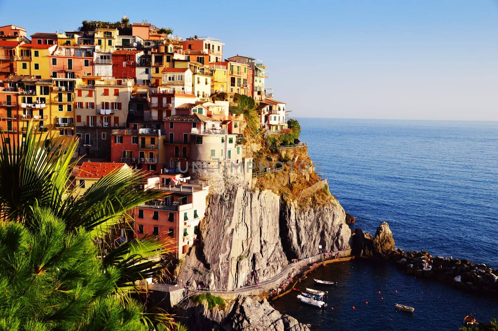 Traditional Mediterranean architecture of Manarola, La Spezia, Liguria, Italy