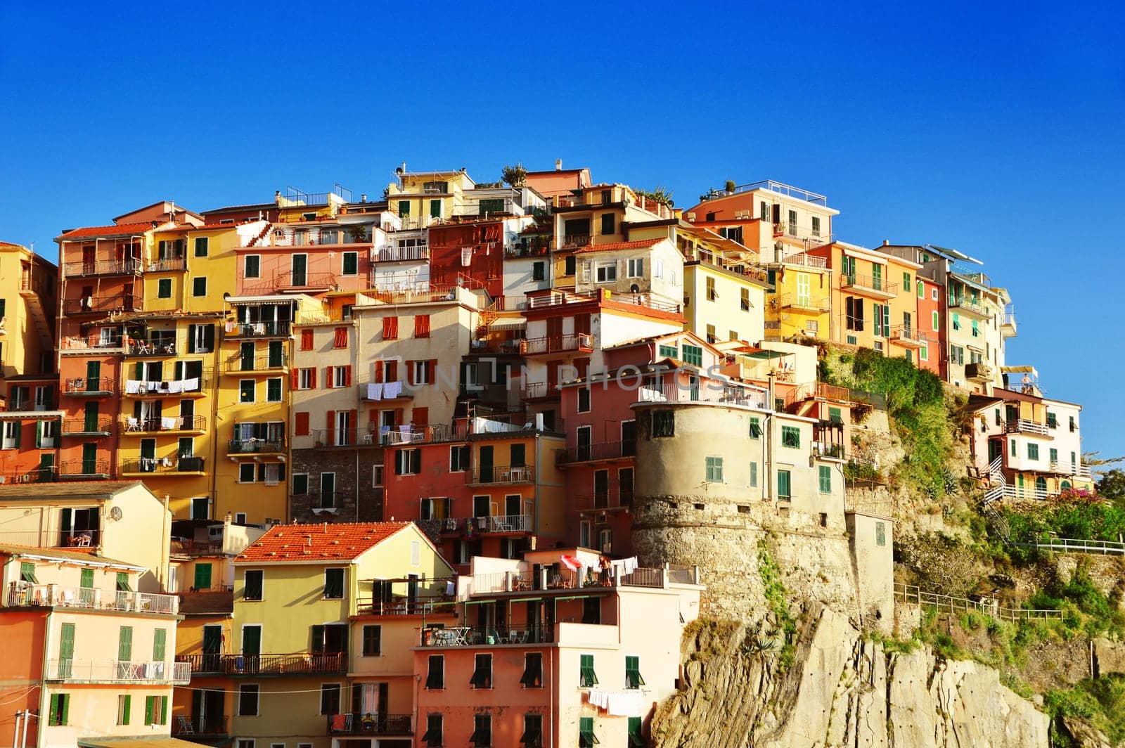 Traditional Mediterranean architecture of Manarola, La Spezia, Liguria, Italy