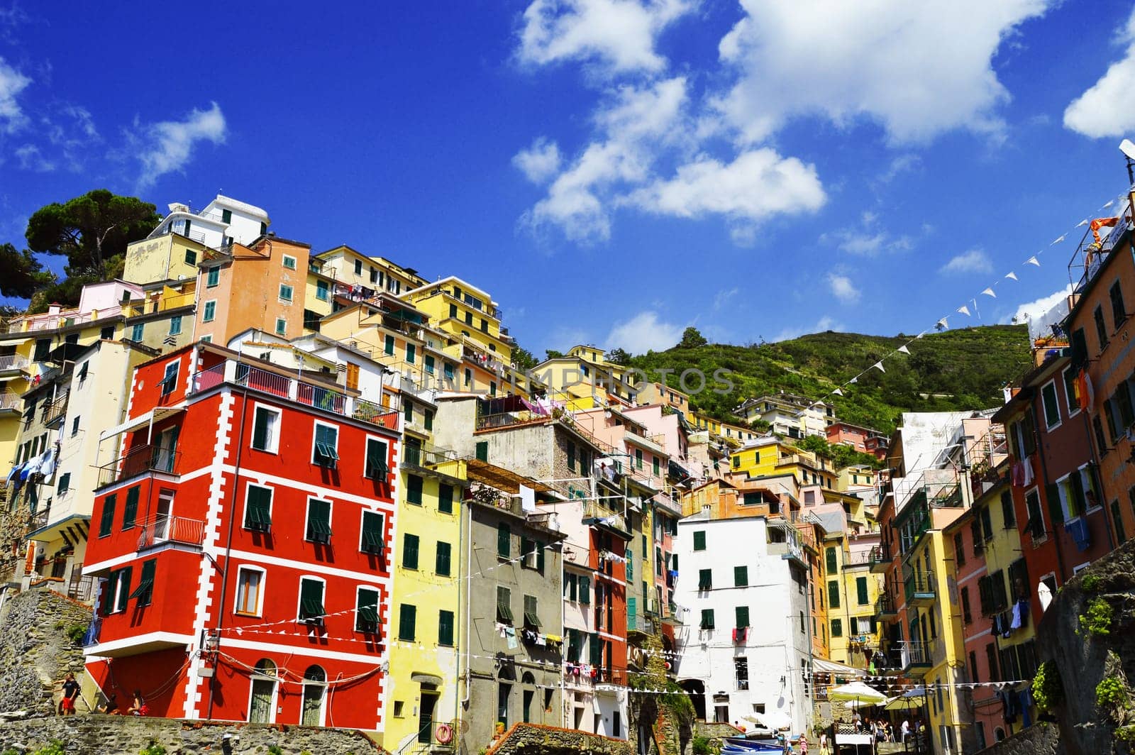 Traditional Mediterranean architecture of Riomaggiore, La Spezia, Liguria, Italy