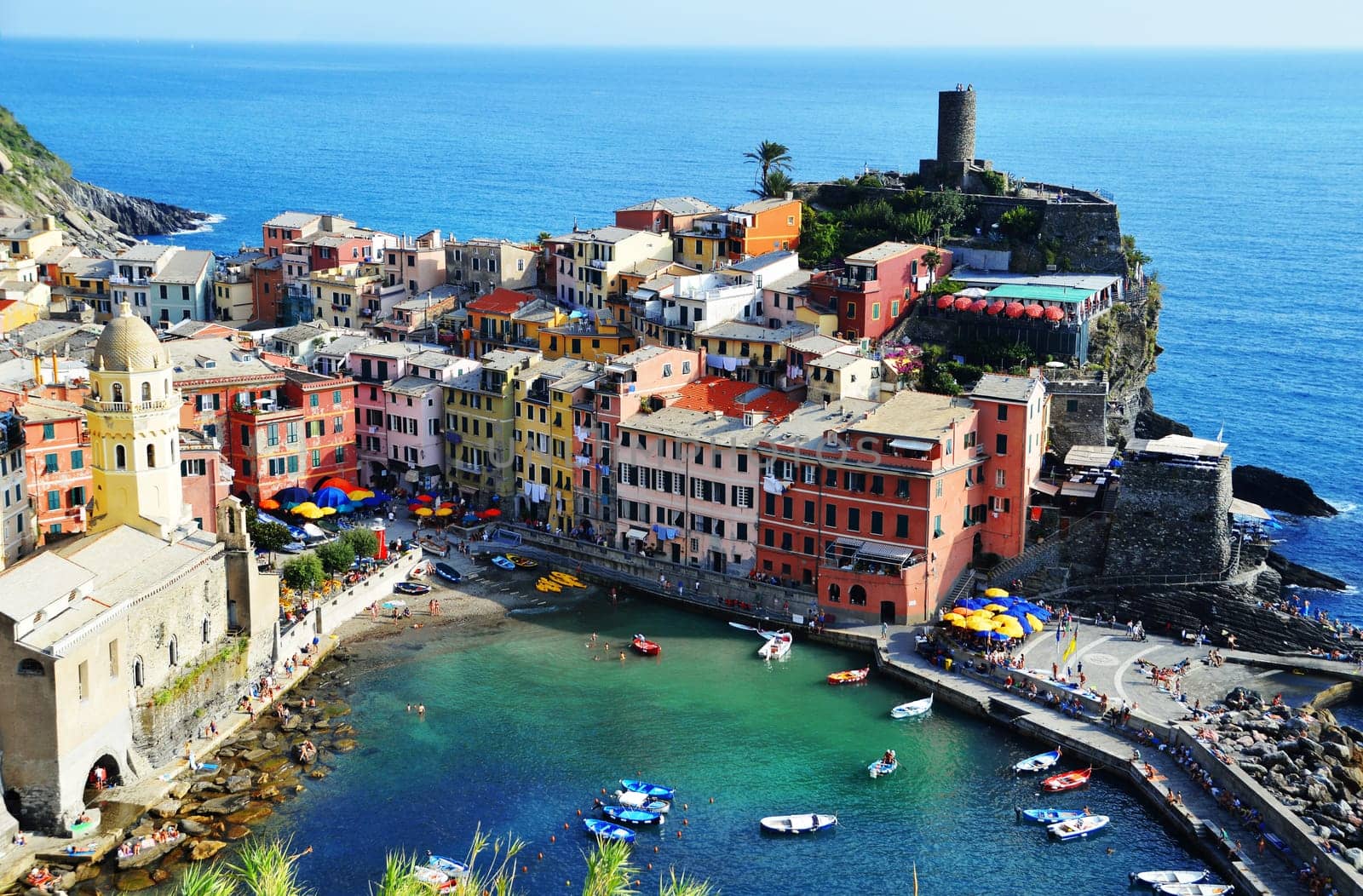 Traditional Mediterranean architecture of Vernazza, La Spezia, Liguria, Italy