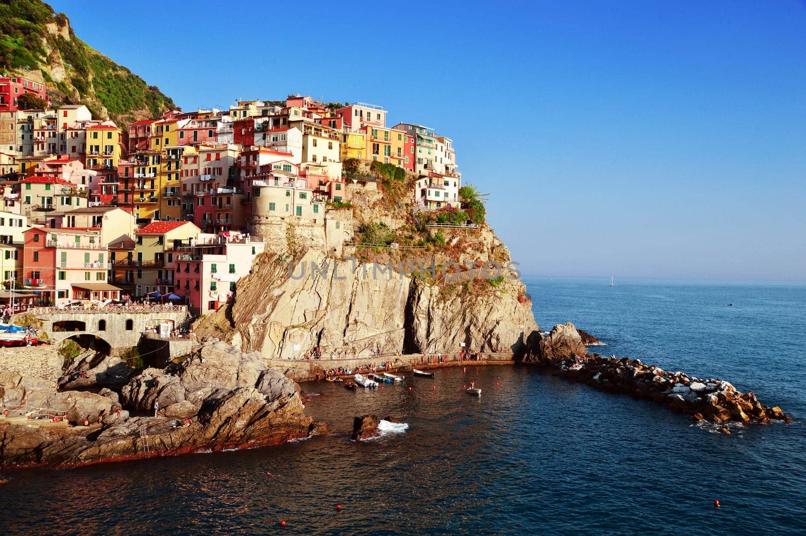 Traditional Mediterranean architecture of Manarola, La Spezia, Liguria, Italy