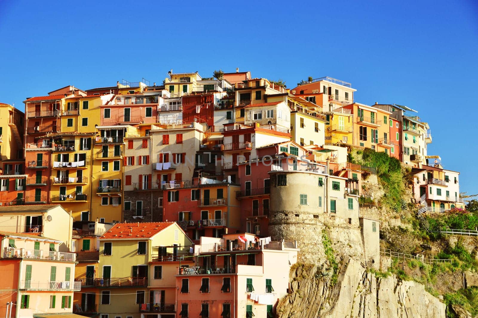 Traditional Mediterranean architecture of Manarola, La Spezia, Liguria, Italy