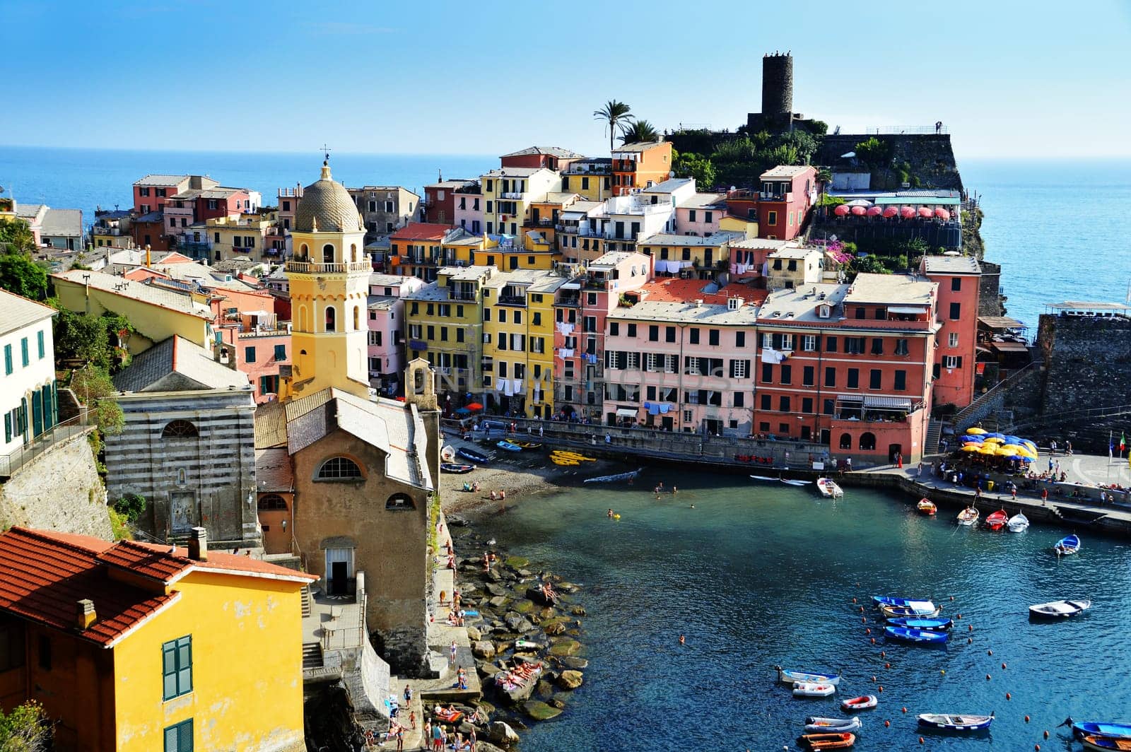 Traditional Mediterranean architecture of Vernazza, La Spezia, Liguria, Italy
