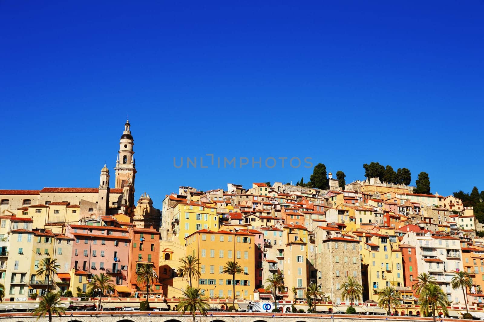 Old town architecture of Menton on French Riviera