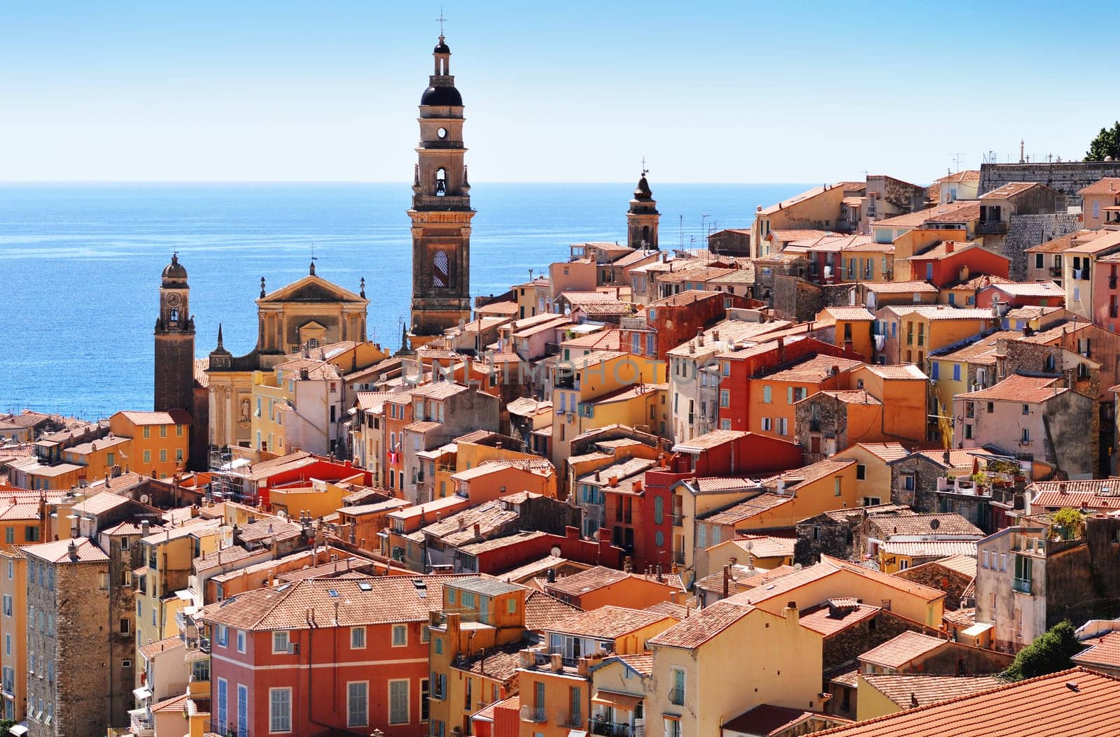 Old town architecture of Menton on French Riviera