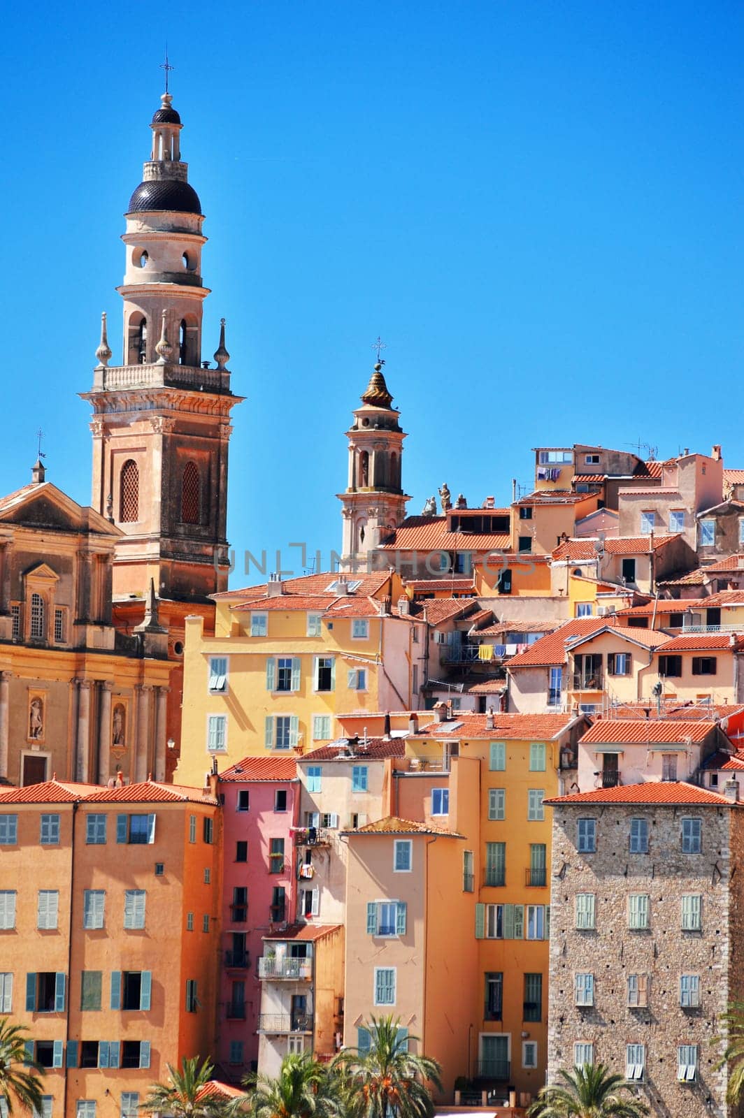 Old town architecture of Menton on French Riviera